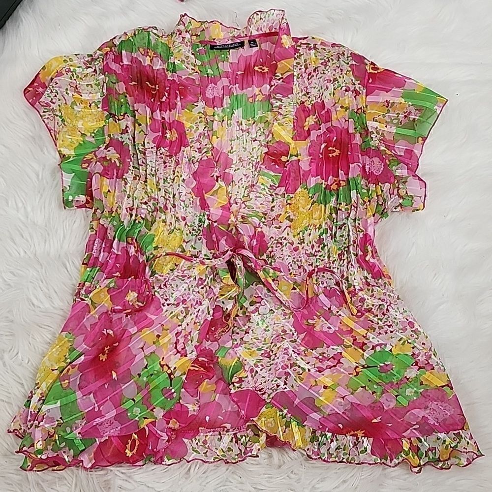 Floral Tie Blouse Feminine  Wispy Chiffon